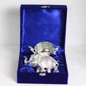 Cuenco de latón con forma de elefante, caja para frutos secos, caja de dulces de plata alemana con elefante, decoración para el hogar y la oficina, pieza decorativa, cuenco de regalo festivo para Diwali - Product Image 5