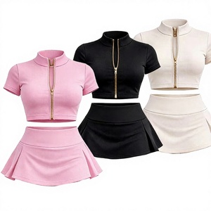 Completo Sportivo da Donna 2026: Set <span class=keywords><strong>Due</strong></span> Pezzi Personalizzabile con Logo, Giacca e Minigonna Attillata con Cerniera, Abbigliamento Sportivo - Product Image 2