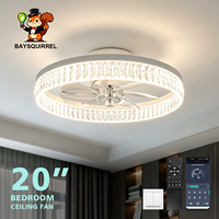 Ventilateur de plafond compact de 20 pouces avec lumière, télécommande et application, 3 températures de couleur, 6 vitesses, profil bas pour chambre, cuisine, appartement