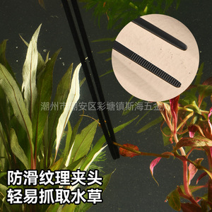 Pinzas de acero inoxidable para plantas acuáticas (puntas rectas y curvas), pala para arena, kit de herramientas para acuario de cinco piezas, color negro, venta al por mayor - Product Image 1