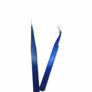Wholesale blue tweezers, stainless steel colored clips, bird's nest picking, transplanting, eyelash <b>extension</b>, beauty, <b>nail</b> art - Product Image 4