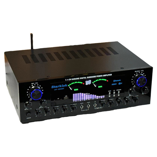 AV-888BT 2800W Home Karaoke Dual-Ring Power Amplifier New Model 7.1 Channel Zone Tuning High-Power Metal Construction