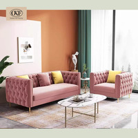 Sofá de recepción minimalista moderno nórdico de lujo OKF patas de Metal Chesterfield con tela de terciopelo para sala de estar para uso de Villa
