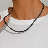 Collar de Cadena de Eslabones de Acero Inoxidable Galvanizado con Cuerda Trenzada, Estilo Retro Simple Europeo Americano, para Hombre, Ideal para Fiestas