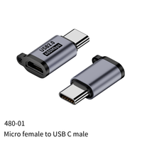 Adaptateur Micro USB C mâle vers Type C femelle avec logo OEM, 480 Mbps, 12 W, 2,1 A, adaptateur de charge pour ordinateur portable et téléphone, Type C vers port 8 broches
