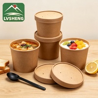 Seau à nourriture en papier kraft de 16 oz avec couvercles