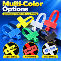 Kabel Ties Nylon 66 Kelas Industri untuk Identifikasi Kabel Listrik, Label Cetak Laser Logo Kustom, Kemasan 100 Pcs