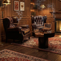 Canapé de bar à cigares en bois haut de gamme style rétro, table basse, table de bar à whisky vintage, chaise américaine Tiger, chaise Godfather, chaise individuelle