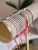 Go2boho Evil Eye Bracelet perlé, bijoux de protection ajustables faits à la main, bracelet boho minimaliste coloré pour femmes