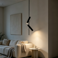 Suspension LED Moderne Réglable en Acier Inoxydable Noir, Double Spot, Luminaire de Plafond GU10 avec Commande par Interrupteur pour Maison et Bureau