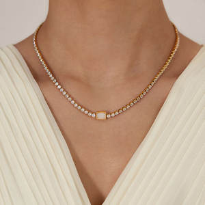 Collar de moda con colgante de acero inoxidable 316L personalizado, chapado en oro PVD de 14K y 18K, joyería fina, collar tipo tenis para mujer - Product Image 1