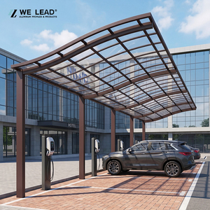 Abri voiture en aluminium avec toit en arche pour 3 véhicules, design moderne, structure thermolaquée pour parkings commerciaux - Product Image 2