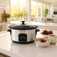 Homedaily Mijoteuse Électrique Manuelle 4,8 L avec Contrôle Mécanique de la Température, 3-en-1 : Mijoteuse, Marmite à Soupe et à Bouillie pour la Maison