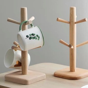 Support à tasses en bois avec plateau, égouttoir rond pour usage domestique, séchage rapide - Product Image 3