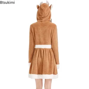 Costumi <span class=keywords><strong>di</strong></span> <span class=keywords><strong>Natale</strong></span> da Renne per Donna, Vestito con Cappuccio in Velluto Color Kaki da <span class=keywords><strong>Babbo</strong></span> <span class=keywords><strong>Natale</strong></span>, Pigiama Animale Carino, Abbigliamento da Notte Comodo e Originale - Product Image 5