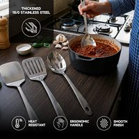 Ensemble de 7 ustensiles de cuisine en acier inoxydable, spatules et cuillères, incluant des spatules ajourées solides et des cuillères ajourées de service, résistantes à la chaleur