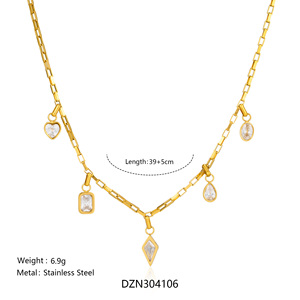 OFERTA LOCURA DE SEPTIEMBRE: Conjunto de Collar y Pulsera Boho con <span class=keywords><strong>Disco</strong></span> de Lágrima y Circones, en Caja Elegante, de Acero Inoxidable PVD Dazan INS, Joyería para Dama, Regalo - Product Image 4