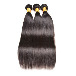 2021 popolare Brasiliana Diritta Del Merletto Dei Capelli Chiusura Con 3 Fasci di Capelli, Pacchi Dei Capelli Vergini Con Chiusura Del Merletto - Product Image 2