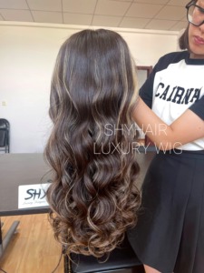 Shy Good Looking Highlights Glueless Human Hair <b>Wigs</b> 360 Full Transparent Virgin European Hair 180% Density Free Shipping Long - Product Image 4