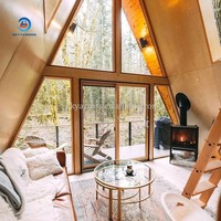 Kit préfabriqué de luxe moderne Maisons en bois imperméables Conteneur en acier Appartement Immeuble de bureaux Triangle Cadre en A Petite Maison