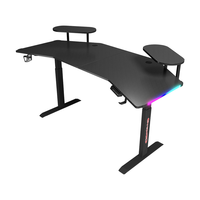 LEIENTE Meubles de bureau à domicile, grand bureau de jeu RGB, table de jeu d'angle pour l'e-sport, fabricant de bureaux de jeu pour PC, bureau de joueur noir