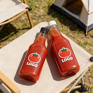 ขวดแก้วทรงสี่เหลี่ยมแบบใหม่ ขนาด 3 ออนซ์ 5 ออนซ์ 8 ออนซ์ สำหรับใส่ซอสบาร์บีคิว พริก ซอสต่างๆ  แบบมีห่วงคล้องคอ  พร้อมฝาเกลียว - Product Image 1