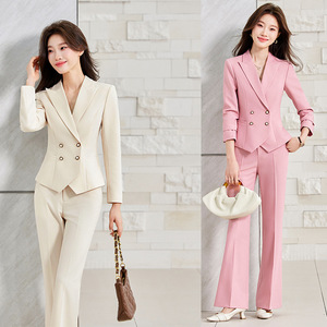 Women's Professional Suit Set Full Sleeve Anti-Wrinkle Office Lady Commute Style - Product Image 1