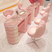 Table de manucure de luxe économique avec plateau en marbre, personnalisable en couleur, pour salon de beauté, mobilier de haute qualité