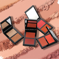 Poudre compacte minérale de marque privée, blush, miroir, étui de maquillage portable, 2-en-1, contouring du visage, fini mat, 8g, certifié MSDS