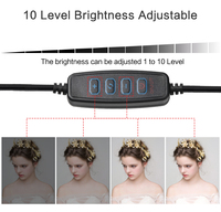 Lampu LED Ring 10 inci dengan Pengaturan Kecerahan, Pengisian Daya USB, Suhu Warna 3300-5600K, dan Penyangga Ponsel untuk Selfie