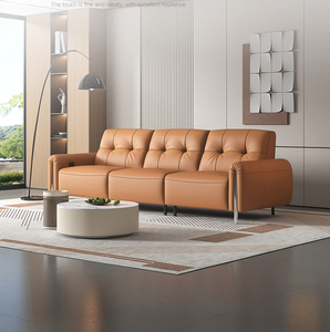 Juego de sofás reclinables de cuero rojo para sala de estar, sillón reclinable eléctrico. - Product Image 1