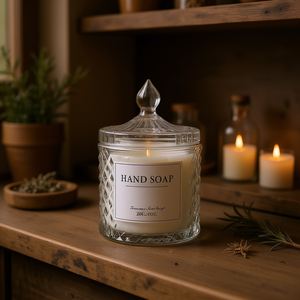 Pot à bougie en verre cristal 20 oz avec couvercle, forme ronde, pour porte-bougie, pots d'apothicaire - Product Image 2