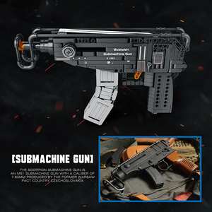 Ensemble de blocs de construction Reobrix 77029 Fusil mitrailleur <span class=keywords><strong>Scorpion</strong></span> 518 pièces, jouet modèle d'arme militaire à éjection par élastique - Product Image 4