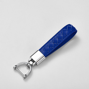 Car Keychain A3928 Lambskin Blue Leather Metal D <b>Ring</b> Keyring For <b>Men</b> Women Vehicle <b>Key</b> Accessory - Product Image 1