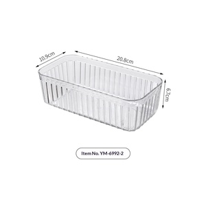 Boîtes <span class=keywords><strong>de</strong></span> rangement en plastique transparentes à rayures verticales, moulées par injection, <span class=keywords><strong>de</strong></span> plusieurs tailles, combinables librement, empilables, faciles à nettoyer, pour bureau - Product Image 6