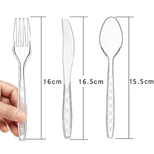 Healthy Plastic Disposable Tableware Cutlery Utensils Clear Plastic Knife Spoon and Fork Set