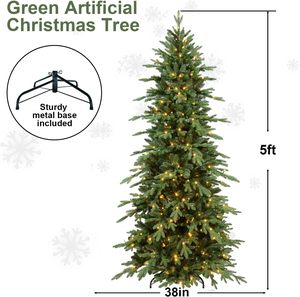 Inthetrend ROHS Certified Wide <b>Tree</b> Girth 5/6/7FT Slim PVC PE Mixed Pine Artificial Christmas <b>Tree</b> Leds <b>Standing</b> Base Hinged - Product Image 2