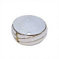 Lavabo rectangulaire moderne en porcelaine ETON ET-310GOLD, capacité 9L, installation sur comptoir, blanc doré, pour salle de bain