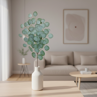 Rangkaian Daun Eucalyptus Plastik Buatan 4 Daun, Gaya Nordic, Ramah Lingkungan, untuk Dekorasi Rumah, Dalam & Luar Ruangan, Pernikahan