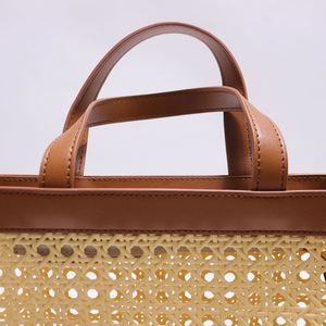 Sac fourre-tout personnalisé en bambou tressé écologique pour femme, idéal pour l'été, la plage, les vacances, avec fermeture éclair, portable, pour voyage, logo DIY Keymay - Product Image 2