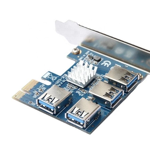 PCI-E to PCI-E Adapter 1 Turn 4 PCI-Express Slot 1x to 16x USB 3.0 Special Riser Card PCIe Converter