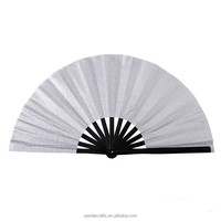 Éventail pliant en bambou personnalisé de 13 pouces, violet pailleté, classique, peint, écologique, durable, grand, pour les festivals, la décoration de fête