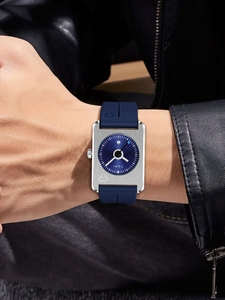 TOMI T022 新トレンドメンズクォーツ腕時計、スクエア型文字盤、高品質シリコンストラップ、防水、男性用カスタム腕時計 - Product Image 5