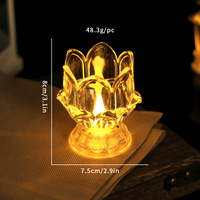 Lampe d'offrande de bouddha de lotus en plastique transparent à LED Ornement de temple en relief créatif Lampe éternelle Bougie sans flamme Décoration de fête
