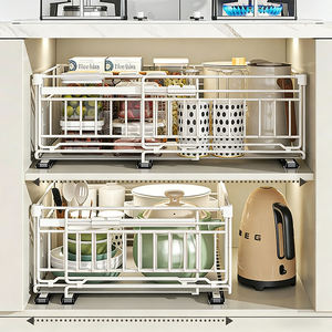 Cesta de Alambre para Cocina, Organizador de Gabinete Extraíble <span class=keywords><strong>Debajo</strong></span> <span class=keywords><strong>del</strong></span> Fregadero, Cesta Deslizante para Almacenamiento - Product Image 4