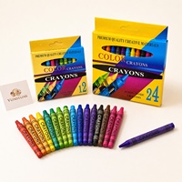 Crayons en vrac, 24 couleurs, mini bâtonnets de cire, couleurs vives et lisses, logo personnalisé, boîte jaune pour garderies, restaurants, packs d'activités pour enfants