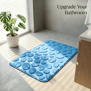 Cangming <b>Bath</b> <b>Mat</b> Coral Fleece Embossed Non Slip <b>Absorbent</b> For Bathroom Modern Simple Style Hand Washable - Product Image 4