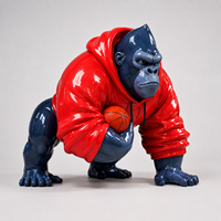 Sculpture de gorille de basket en résine personnalisée, grande statue d'animal de dessin animé, résistante à la corrosion, couleurs et logo personnalisables pour le commerce