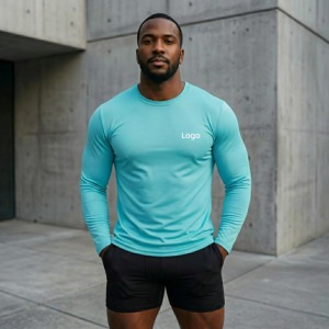 Camisetas Deportivas de Manga Larga para Hombre, Resistentes a las Arrugas, con Estampado, Ajuste Delgado, Transpirables, para Entrenamiento, Venta al Por Mayor de Fábrica - Product Image 1