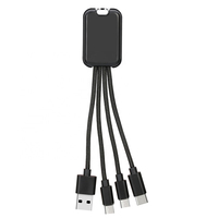 Porte-clés rectangulaire Câble multi USB lumineux Câble de charge tressé en nylon 3 en 1 Type-C Micro USB et port IP pour téléphone portable